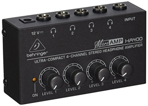 Behringer Microamp Ha400 Ultra-Compact 4-Channel Stereo Headphone Amplifier