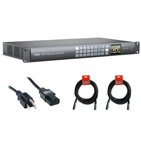 Blackmagic Design ATEM 1 M/E Production Studio 4K with PC Power Cord 6' & XLR-XLR Cable Bundle