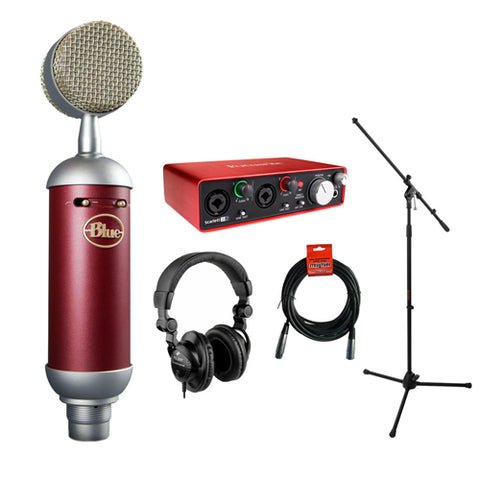 Blue Spark SL Large-Diaphragm Studio Condenser Microphone with Focusrite Scarlett 2i2 USB Audio Interface, HPC-A30 Monitor Headphone, Mic Stand, & 20' XLR Cable Bundle