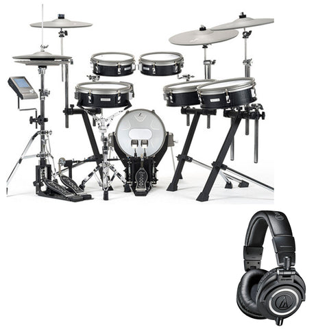 E F NOTE EFNOTE 3X Acoustic Designed Electronic Drum Set Bundle with Audio-Technica ATH-M50x Monitor Headphones (Black)