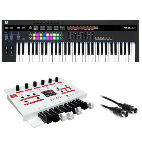 Ferrofish B4000+ Sound Module with Novation SL MkIII 61-Note MIDI and CV Keyboard & MIDI Cable Bundle