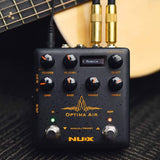 NUX NAI-5 Optima Air Dual-Switch Acoustic Guitar Simulator with Preamp Bundle with Polsen HPC-A30-MK2 Studio Monitor Headphones, Kopul 10' Instrument Cable, and Fender 12-Pack Picks