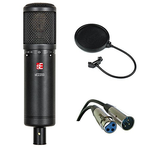 sE Electronics sE2200 Studio Condenser Cardioid Microphone with Isolation Pack plus XLR-XLR Cable and Pop Filter