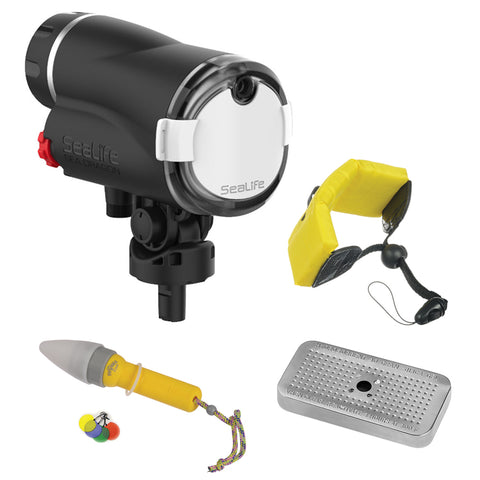 SeaLife Sea Dragon Digital Underwater Flash Head with Floating Wrist Strap, Nano Spotter & Silica Gel Metal Case Bundle