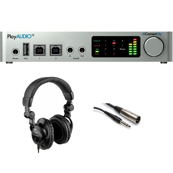 iConnectivity computer-audio-interfaces (AUDIO12) Bundle with Polsen HPC-A30 Closed-Back Studio Monitor Headphones and XLR to TRS Cable