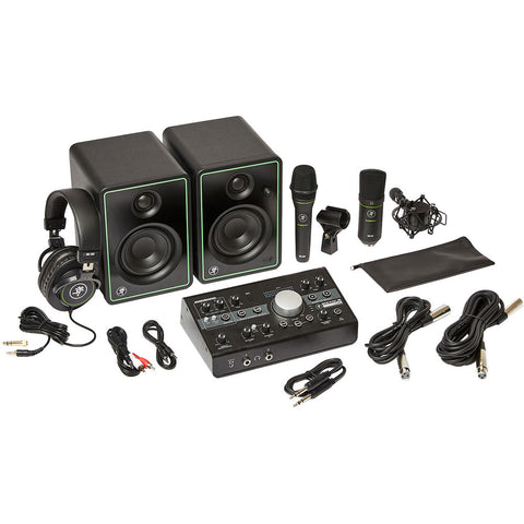 Mackie Studio Bundle 3" Monitors, Monitor Controller, Headphones, and Two Microphones