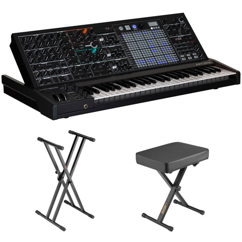 Arturia MatrixBrute Noir 49-key Black Edition Analog Monophonic Synthesizer Bundle with Double-X Keyboard Stand and X-Style Piano Bench