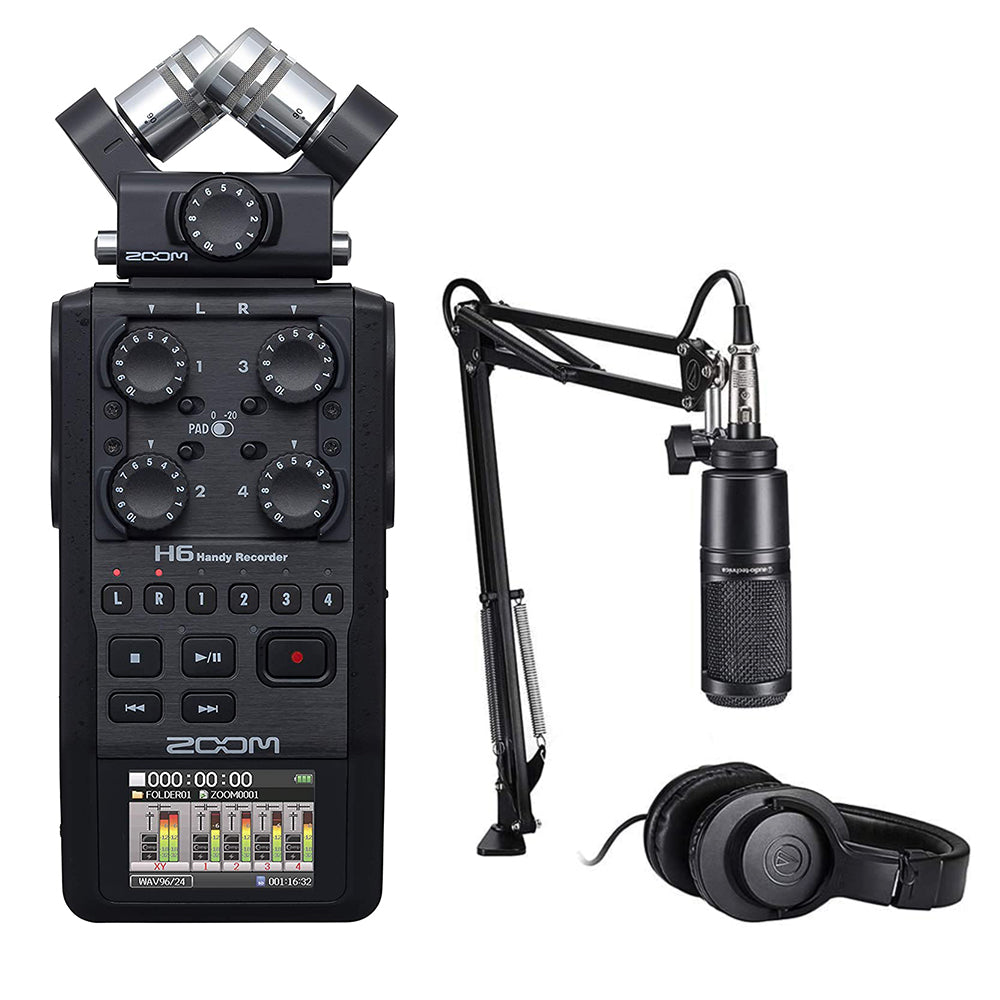 Zoom H6 All Black 6-Track / 6-Input Portable Recorder with Single