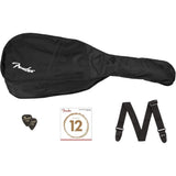 Fender CD-60S Dreadnought V2 Pack Acoustic Guitar, Natural, with Gig Bag and Accessories Bundle with Fender FT-1 Professional Clip-On Tuner, Black