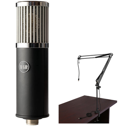 512 Audio Skylight Large-Diagphram Condenser XLR Microphone For Podcasts, Streaming, and Vocal Recordings (512-SLT) Bundle with Two-Section Broadcast Arm