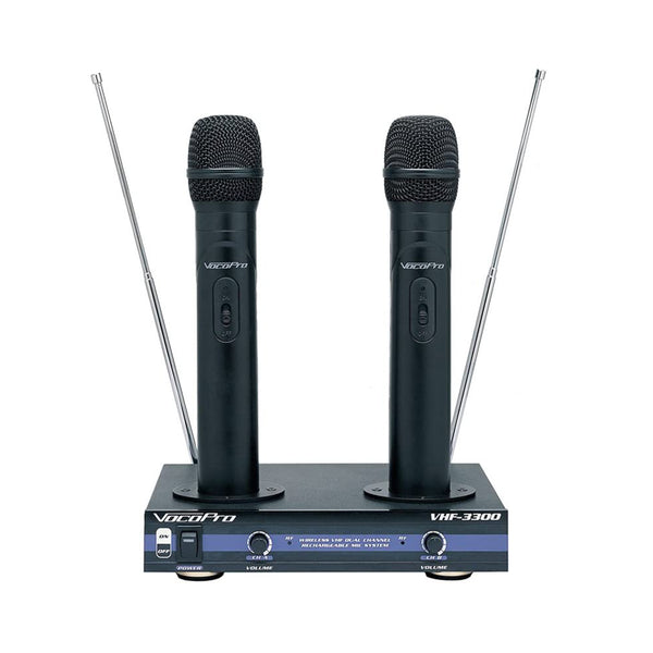VocoPro VHF-3300 Dual Channel VHF Rechargeable Wireless Microphone System
