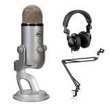 Blue Yeti Studio USB Microphone Professional Recording System with HPC-A30 Closed-Back Studio Monitor Headphones & Two-Section Broadcast Arm Bundle