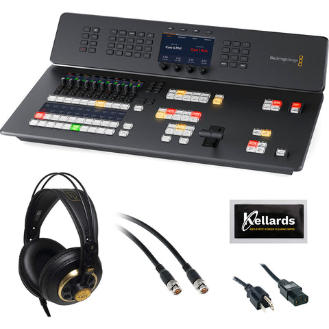 Blackmagic Design ATEM Television Studio HD8 Bundle with AKG K240 Pro Studio Stereo Headphones, 10' BNC to BNC,  6' PC Power Cord, and Kellards Cleaning Wipes