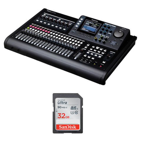 Tascam DP-32SD 32-Track Digital Portastudio Bundle with 32GB Memory Card