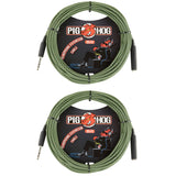 Pig Hog Solutions - 25ft Headphone Extension Cable, 1/4", Jamaican Green (2-pack)