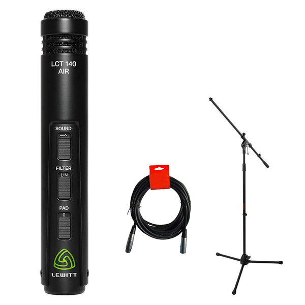 Lewitt LCT 140 AIR Small Diaphragm Instrument Condenser Microphone Bundle with Tripod Microphone Stand and XLR-XLR Cable