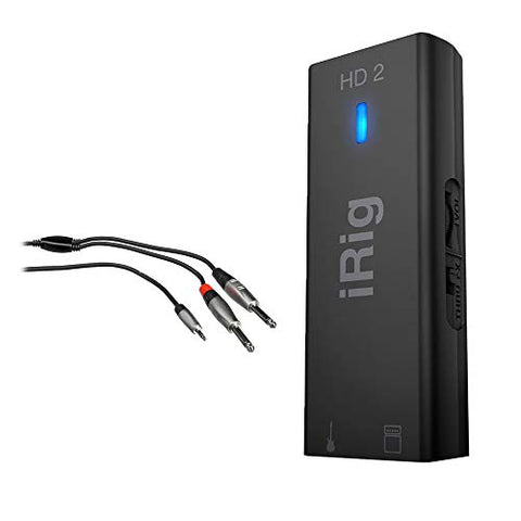 IK Multimedia iRig HD 2 Guitar Interface with 10' 3.5mm TRS to Dual 1/4" TS Pro Stereo Breakout Cable Bundle