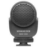 Sennheiser MKE 200 Ultracompact Camera-Mount Directional Microphone with Mic Pistol Grip & Shoe Bracket Bundle