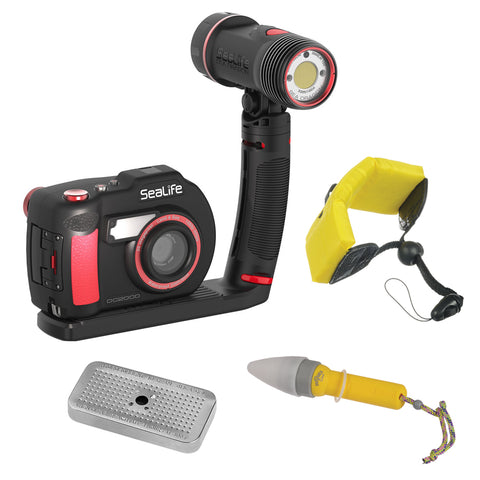 SeaLife DC2000 Pro 3000 Auto Light Set with Floating Wrist Strap, Nano Spotter & Silica Gel Metal Case Bundle