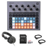 Novation Circuit Rhythm Groovebox Workstation with Standalone Sampler Bundle with Studio Pro Monitor Headphones, 32GB Memory Card, and 2x MIDI Cable