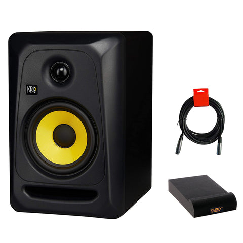 KRK Classic 5 Near-Field 2-Way Studio Monitor (Black) Bundle with Isolation Pad & XLR Cable