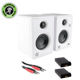 Mackie CR3-X Creative Reference Series 3" Multimedia Monitors (Pair, Limited-Edition White) Bundle with 2x Small Isolation Pad & Phone to Phone (1/4") Cables