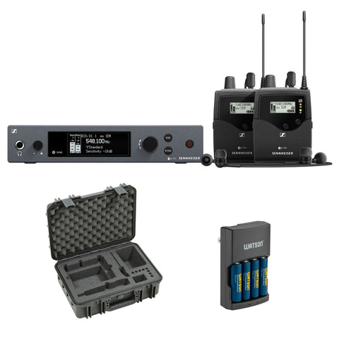 Sennheiser ew IEM G4-Twin Wireless Monitor System Kit (A: 516 to 558 MHz) with SKB iSeries Case for Sennheiser EW Wireless Mic & Charger (4 AA NiMH Batt) Bundle