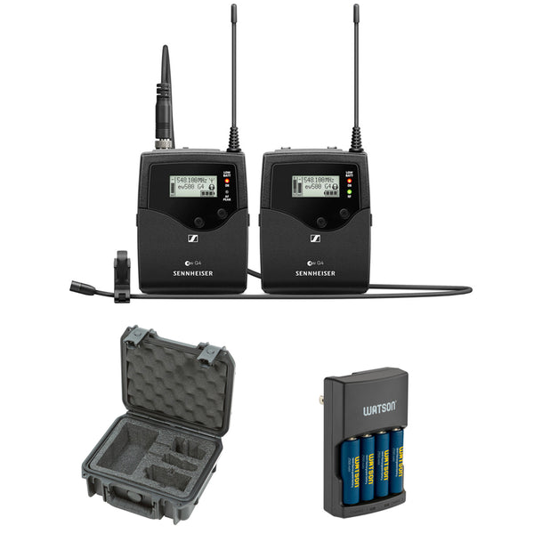 Sennheiser EW 512P G4 Camera-Mount Wireless Omni Lavalier Microphone System (AW+: 470 to 558 MHz) with SKB iSeries Sennheiser EW Case & Charger (4 NiMH Battery) Bundle