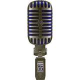 Shure Super 55 Supercardioid Dynamic Microphone (Chrome with Blue Foam) with Tripod Microphone Stand & XLR Cable Bundle