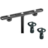 K&M 23550 Adjustable Microphone Bar with (2) MY-251 Microphone Clip Bundle