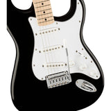 Squier by Fender Affinity Series Stratocaster (Maple fingerboard, Black) Bundle with Fender 10ft Cable (Straight/Straight), Fender Guitar 12-Pack Picks, and Fender 2" Guitar Straps