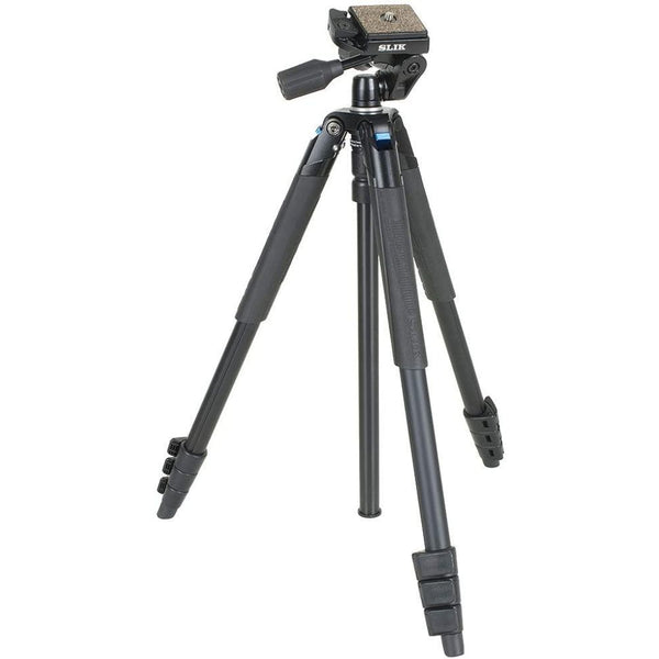 SLIK Sprint PRO III Travel Tripod w/SH-704E 3-Way Pan Head for Mirrorless/DSLR Sony Nikon Canon Fuji Cameras and More - Black (611-887)