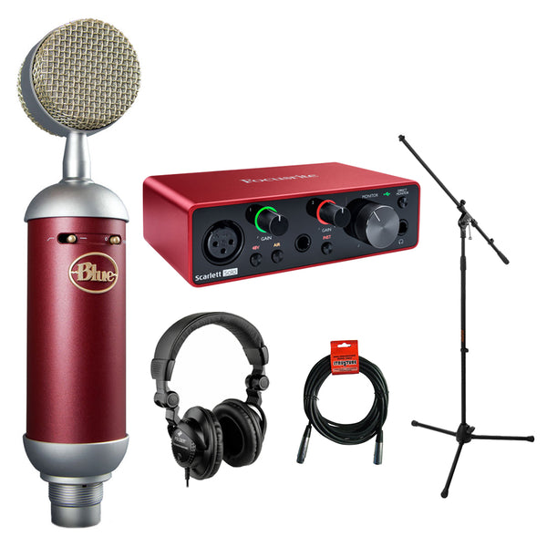 Blue Spark SL Studio Condenser Microphone with Focusrite Scarlett Solo Audio Inteface (3rd gen), Headphone, Mic stand & XLR Cable Bundle