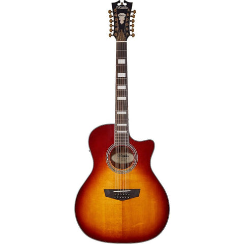 D'Angelico Premier Fulton 12-String Acoustic Electric Guitar, Ovangkol Fretboard, Iced Tea Burst