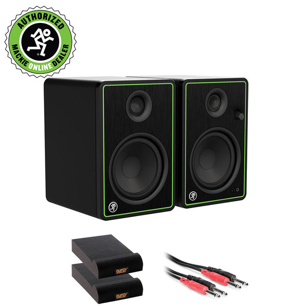 Mackie CR5-X Series 5" Studio Monitors (Pair) with 2x Small Isolation Pad & 3.3' Phone to Phone (1/4") Cable Bundle