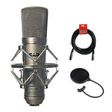 CAD GXL2200 Cardioid Condenser Microphone (Silver) with 20' XLR-XLR Cable & Pop Filter Bundle