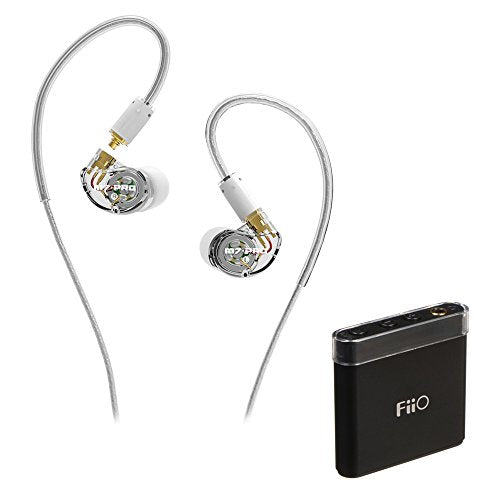 MEE audio M7 Pro Hybrid Dual-Driver Musician's In-Ear Monitors with Detachable Cables (Clear) Plus FiiO A1 Portable Headphone Amp