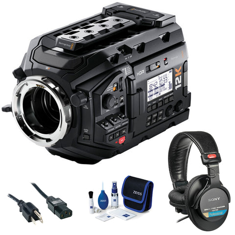 Blackmagic Design URSA Mini Pro 12K with OLPF Bundle with MDR-7506 Headphone, 10' PWC-BK-10 PC Power Cord and Cleaning Kit