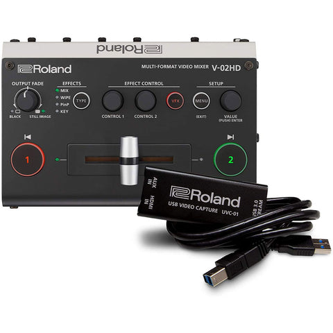 Roland V-02HD STR HD Video Mixer/Switcher Live Streaming Bundle with USB Video Encoder UVC-01