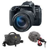 Canon EOS 77D DSLR Camera with 18-135mm USM Lens with Boya BY-MM1 Shotgun Video Microphone and Journey 34 DSLR Shoulder Bag (Black)