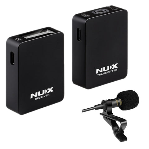 NUX B-10 Vlog Camera Wireless Microphone System for Vlog Shooting, Live broadcasts Bundle with Lavalier Lapel Microphone Omnidirectional Mic