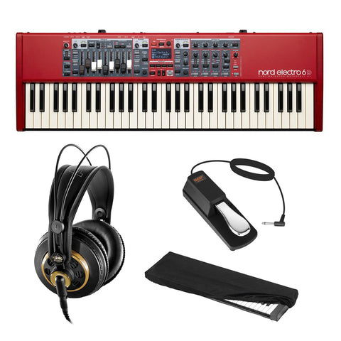 Nord Electro 6D 61-Note Stage Piano Semi-Weighted Waterfall Keyboard with AKG K 240 Pro Headphones, Sustain Pedal & Dust Cover Bundle