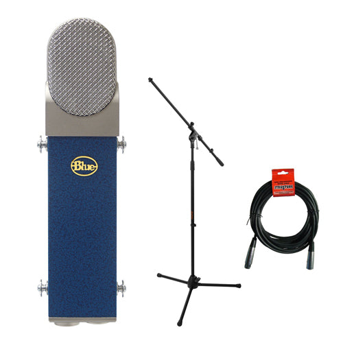 Blue Blueberry Cardioid Studio Condenser Large Diaphragm Microphone with Tripod Microphone Stand & 20' XLR-XLR Cable Kit