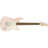 Squier by Fender Bullet StratocasterHard Tail HSS (Laurel Fingerboard, Shell Pink) Bundle with Fender 10ft Cable (Straight/Straight), Fender Guitar 12-Pack Picks, and Fender 2" Guitar Straps