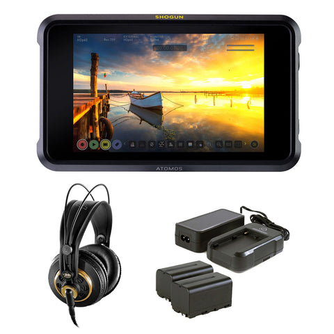 Atomos Shogun 7 HDR Pro Monitor/Recorder/Switcher with Atomos Power Kit & AKG K 240 Pro Headphones Bundle