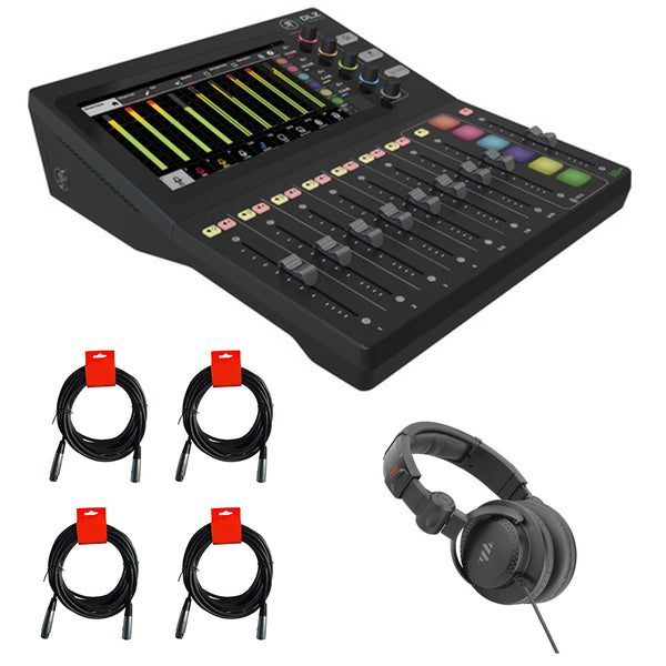 Mackie DLZ Creator Adaptive Digital Mixer with Mix Agent Technology Bundle with Polsen HPC-A30-MK2 Closed-Back Studio Monitor Headphones and 4x XLR-XLR cable