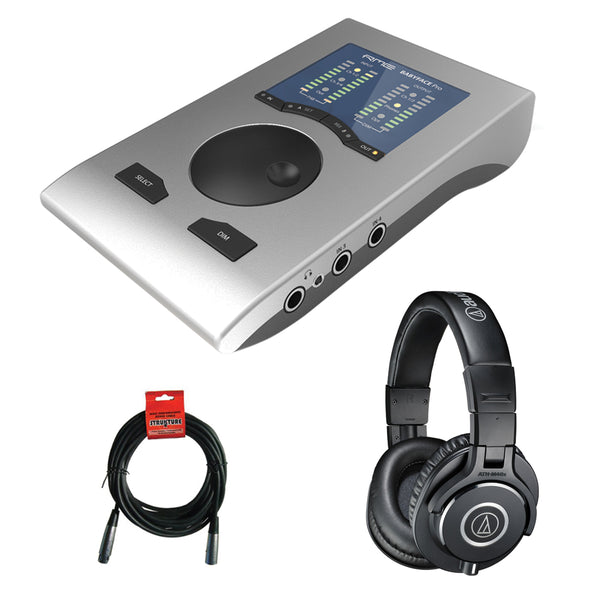 RME Babyface Pro 24-Channel Audio Interface with Audio-Technica ATH-M40x Headphones & XLR Cable Bundle