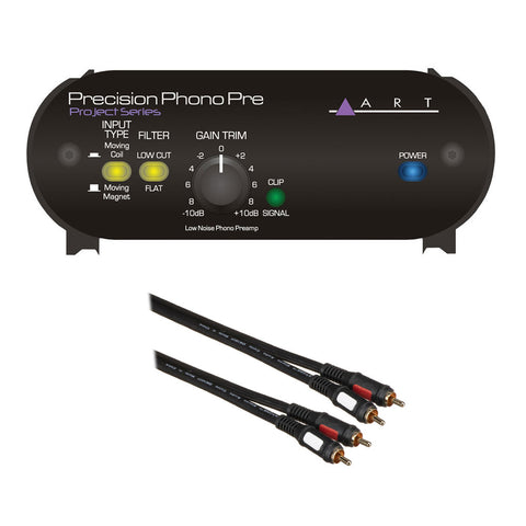 ART Precision Phono Preamp for Turntables with 6' RCA to RCA Cables Audio Cables Bundle