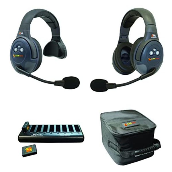 Eartec EVADE EVX2SD Light-Industrial Full-Duplex Wireless Intercom System with 1 Dual-Ear and 1 Single-Ear Headset (2.4 GHz)