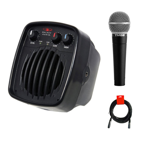 Galaxy Audio NSPA Powered Nano Spot Compact PA with Superlux TM58 Vocal Mic & XLR-XLR Cable Bundle